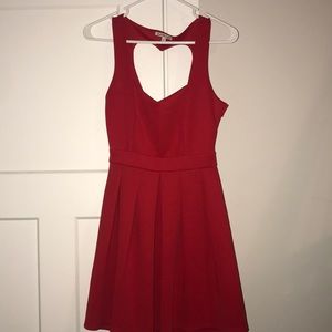 red short dress with heart cut out back